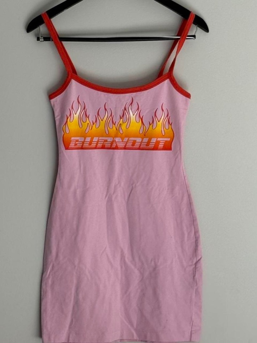 Urban Outfitters Pink Burnout Flame Graphic Cami Dress